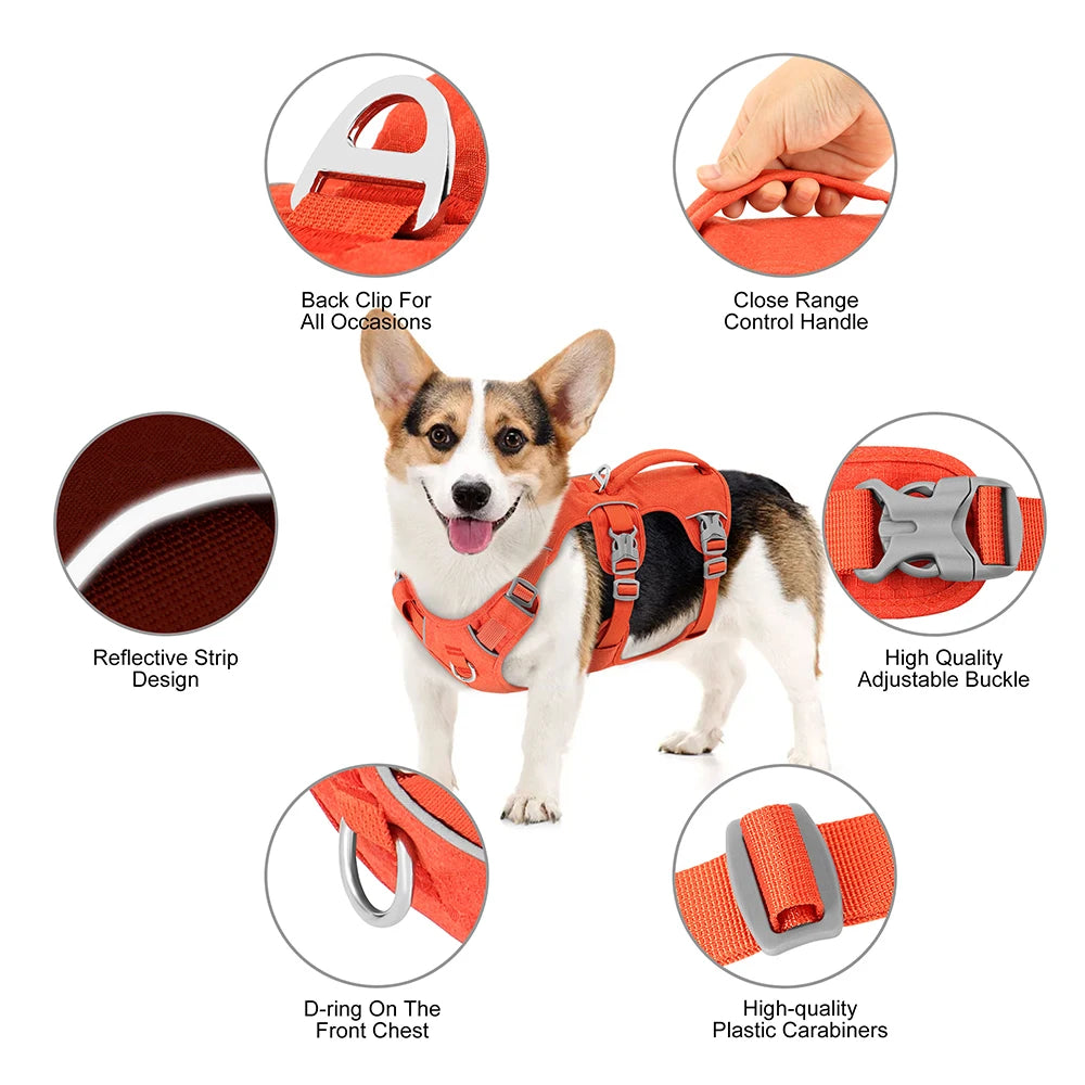 Reflective No-Pull Dog Harness with Handle – Adjustable Nylon Pet Vest for Small, Medium & Large Dogs – Durable Walking Harness for Bulldogs & More