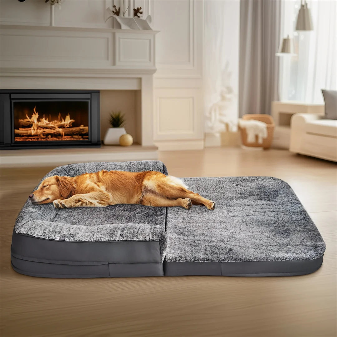 Foldable Human-Sized Orthopedic Dog Bed – 180cm Giant Calming Pet Lounger with Plush Cover for Ultimate Comfort
