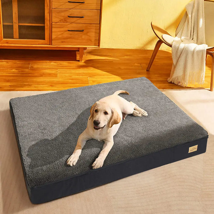 Orthopedic Memory Foam Dog Bed with Washable Waterproof Cover – Jumbo Crate Mattress Cushion for Medium, Large & XL Pets
