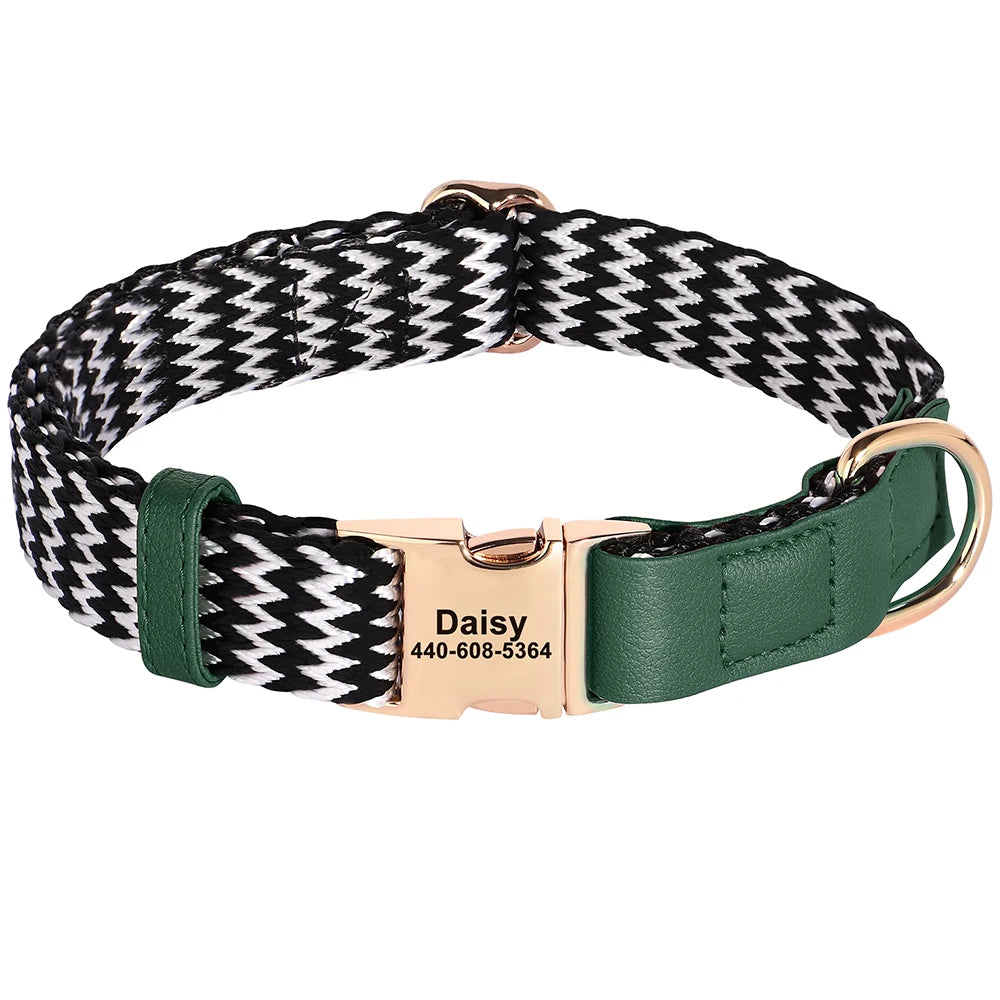 Custom Nylon Dog Collar – Durable PU Leather, Personalised ID Collar for Small, Medium & Large Dogs