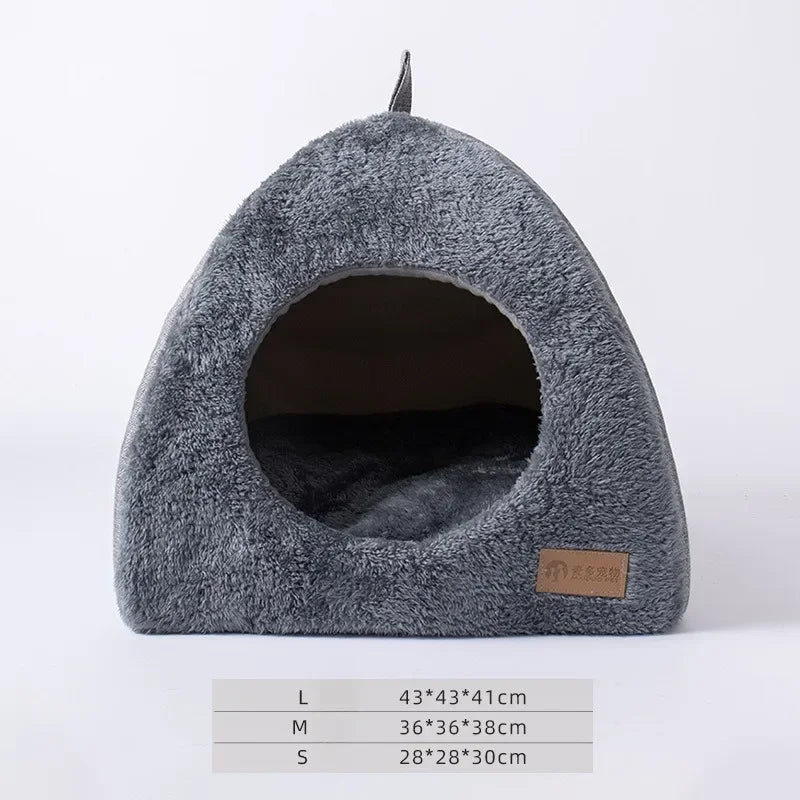 Triangle Cat House Bed – Warm Enclosed Nest for Comfort & Deep Sleep | Stylish Cat Tent Design