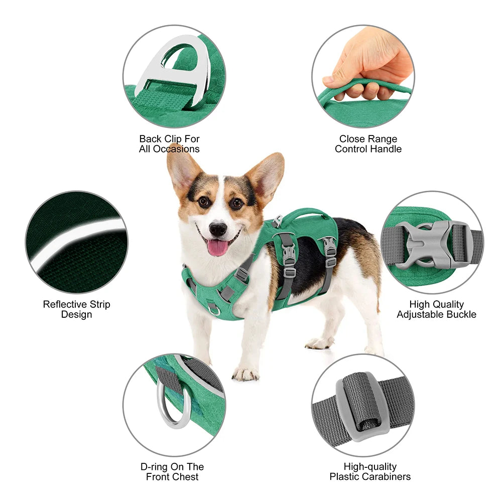 Reflective No-Pull Dog Harness with Handle – Adjustable Nylon Pet Vest for Small, Medium & Large Dogs – Durable Walking Harness for Bulldogs & More