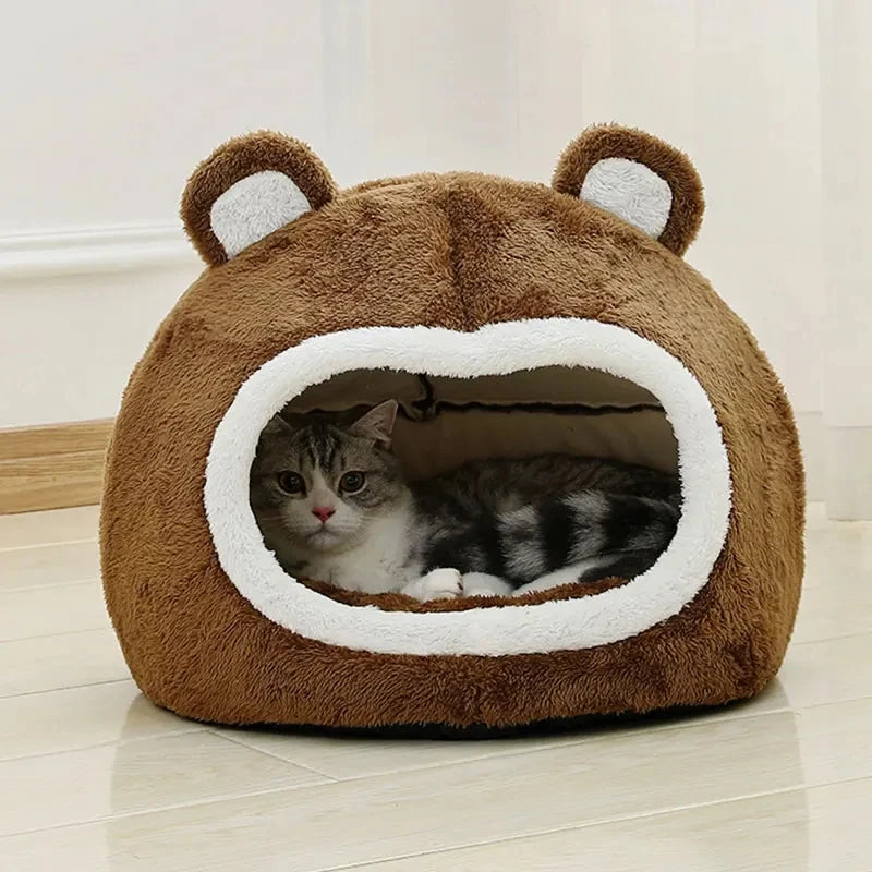 Plush Cat Cave Bed – Cozy Hideaway Lounger for Cats | Soft Cushion Mat for Feline Comfort