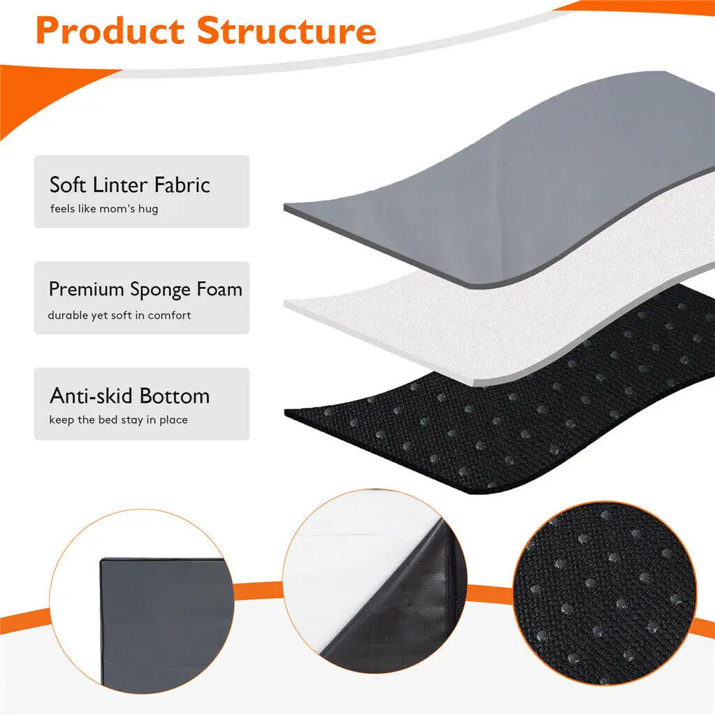 Orthopedic Memory Foam Dog Bed with Washable Waterproof Cover – Jumbo Crate Mattress Cushion for Medium, Large & XL Pets