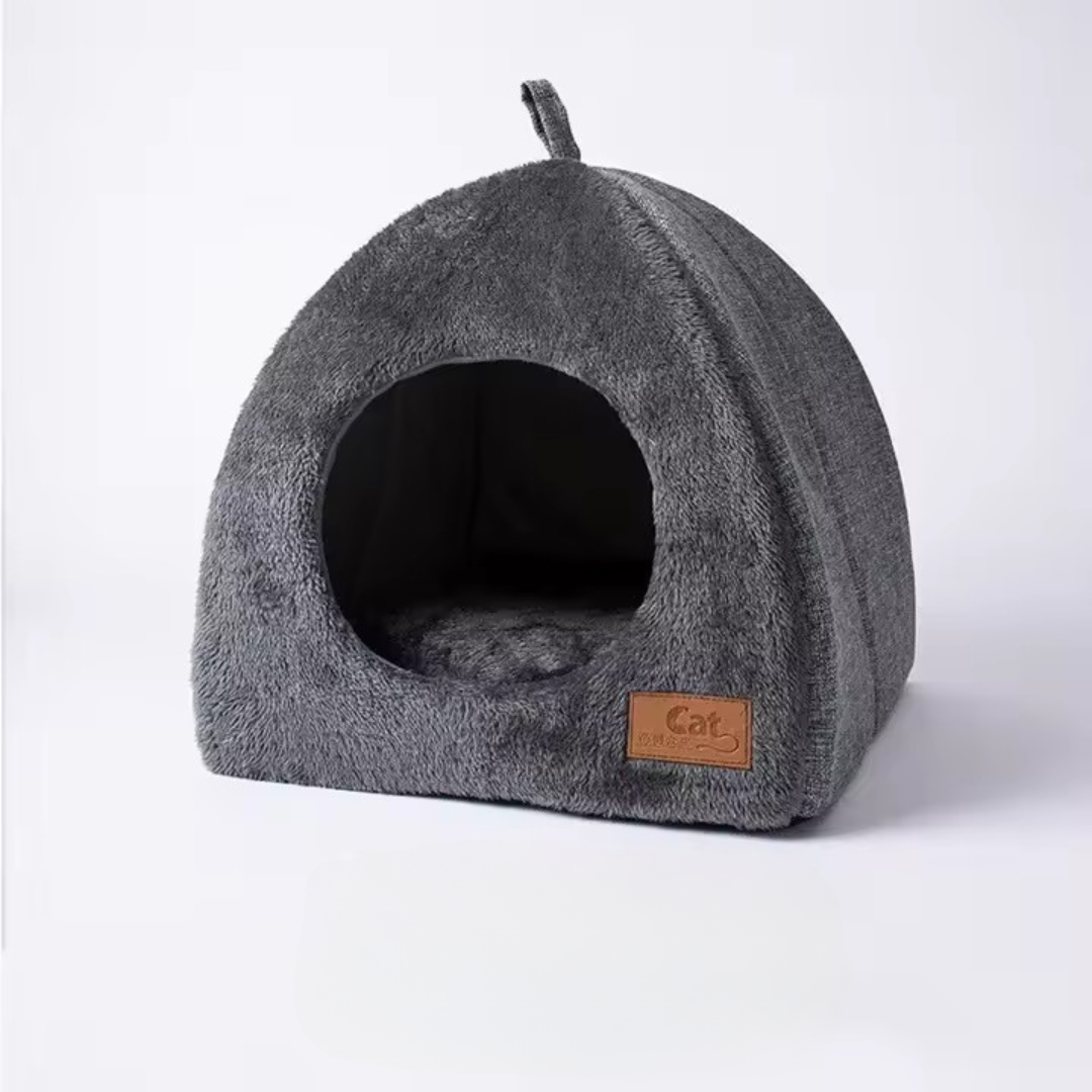 Triangle Cat House Bed – Warm Enclosed Nest for Comfort & Deep Sleep | Stylish Cat Tent Design