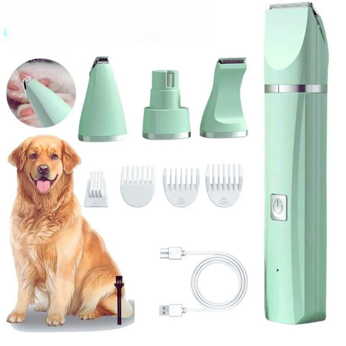 Pro Silent Cordless Dog Clippers – Low Noise Pet Hair Trimmer & Shaver, 4-in-1 Grooming Kit for Dogs, Cats & Small Animals
