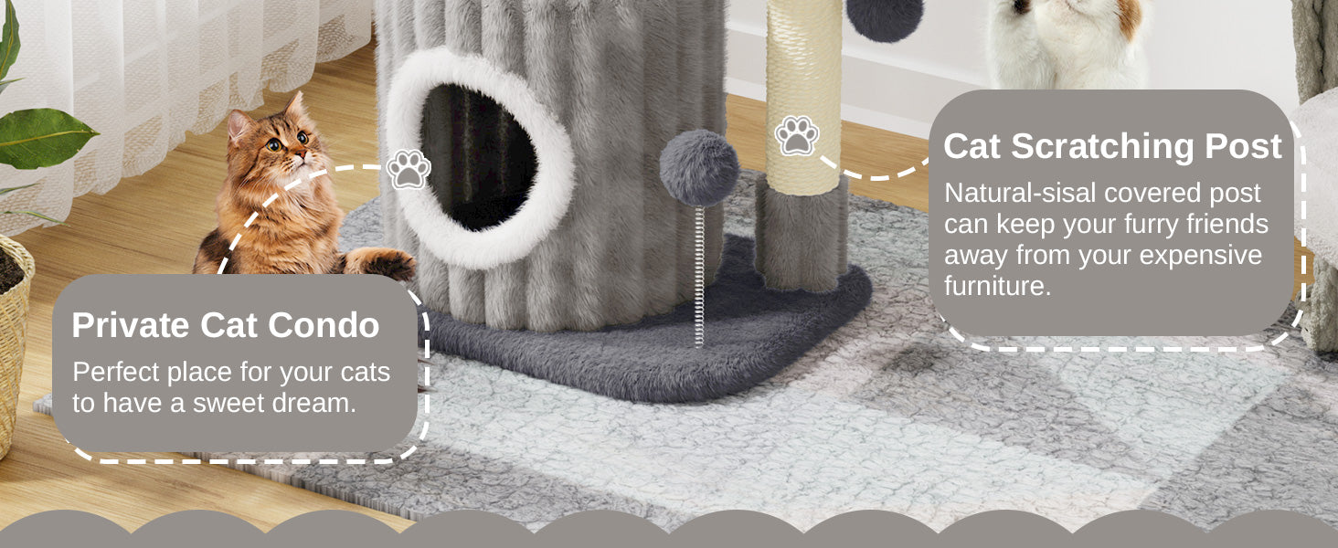 Indoor Cat Tree Tower – 53cm Small Scratching Post with Cat Bed, Cave, Perch & Play Toys