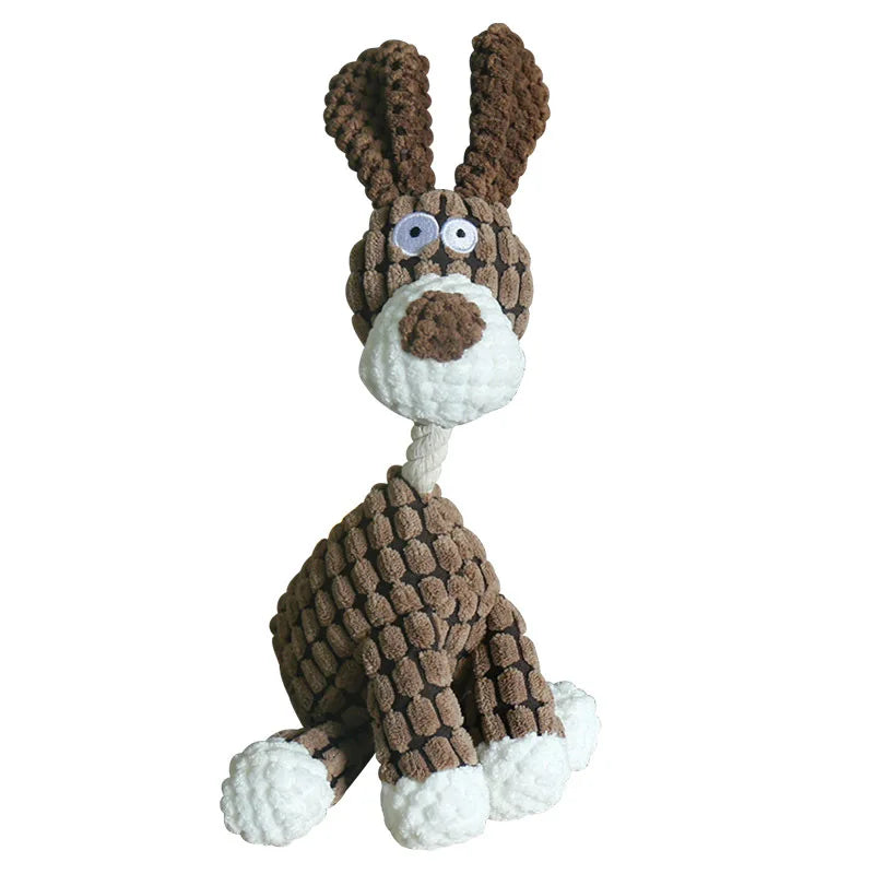 Donkey-Shaped Corduroy Chew Toy with Squeaker for Dogs - Fun Training Accessory