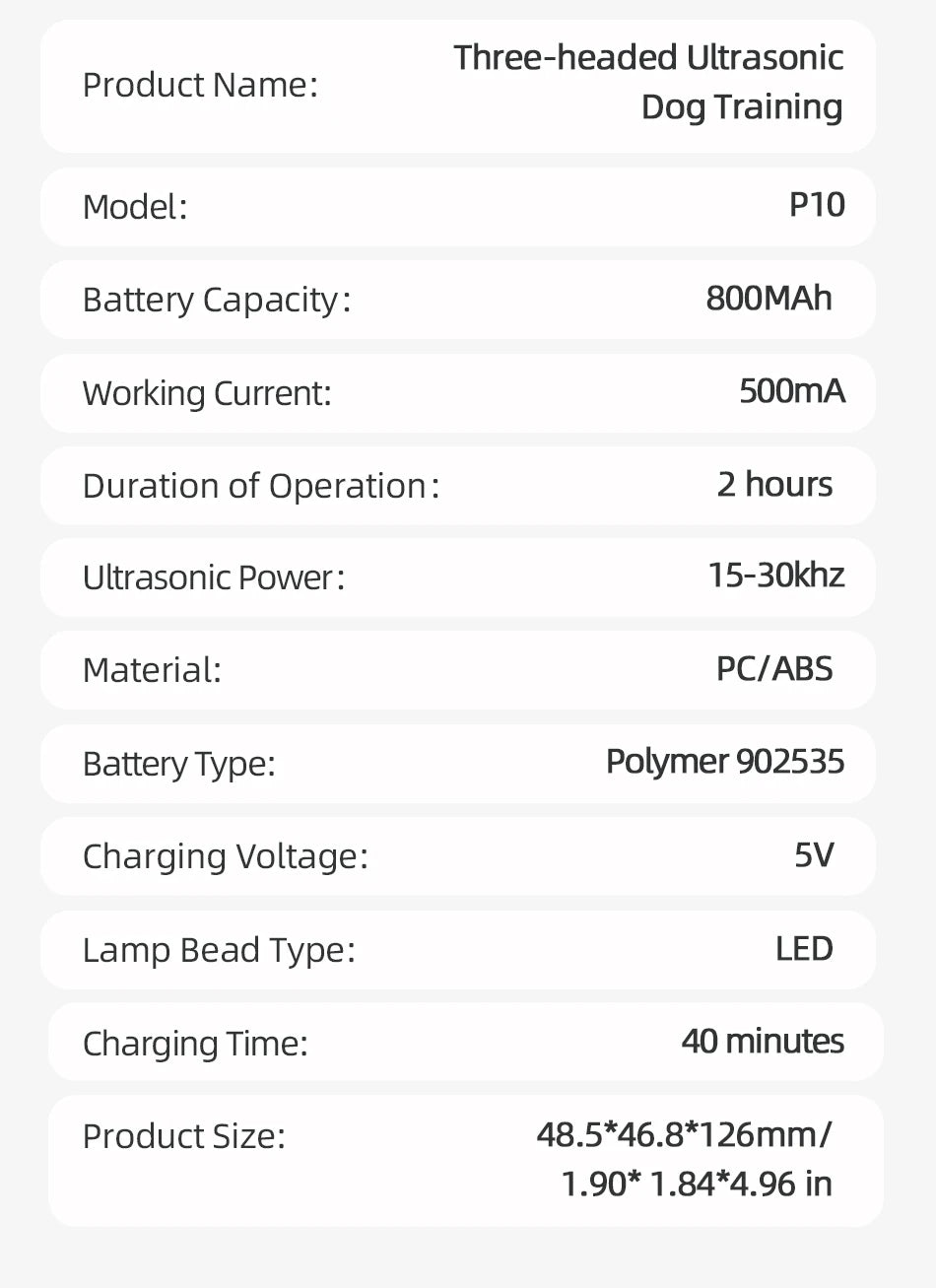 Ultrasonic Dog Repeller – Rechargeable Anti-Barking & Training Device with LED Flashlight