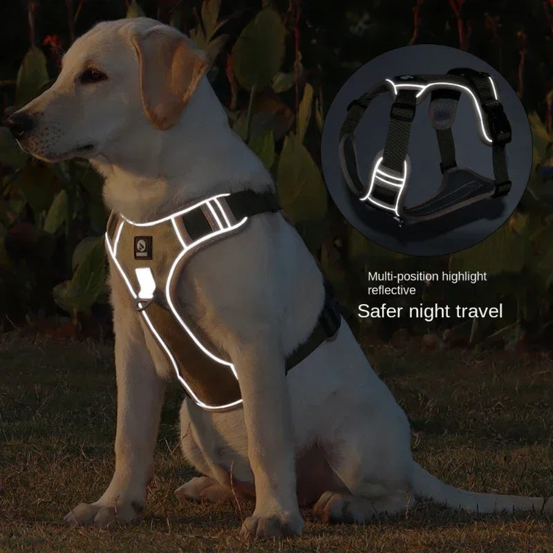 Adjustable Reflective Dog Harness Vest - Safety Training & Walking Gear for Small to Large Dogs