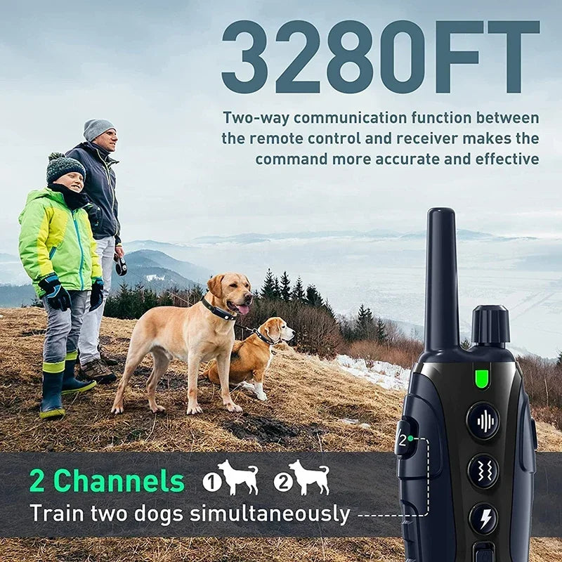 2000m Smart Dog Training Collar with Remote | Anti-Bark light Shock, Beep, Vibration & Light Modes | Waterproof & Rechargeable