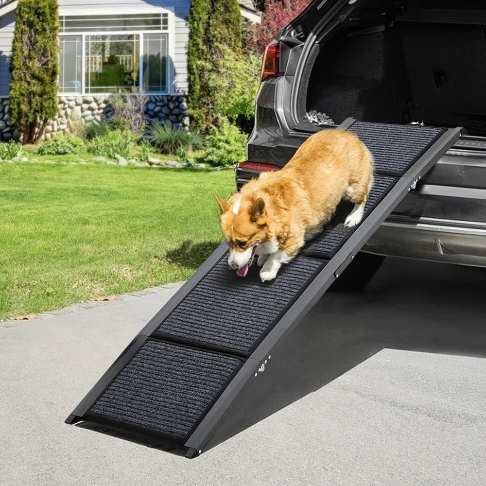 Outdoor Foldable Metal Dog Ramp – Non-Slip Pet Ladder for Cars, SUVs & Utes (160cm x 44cm)