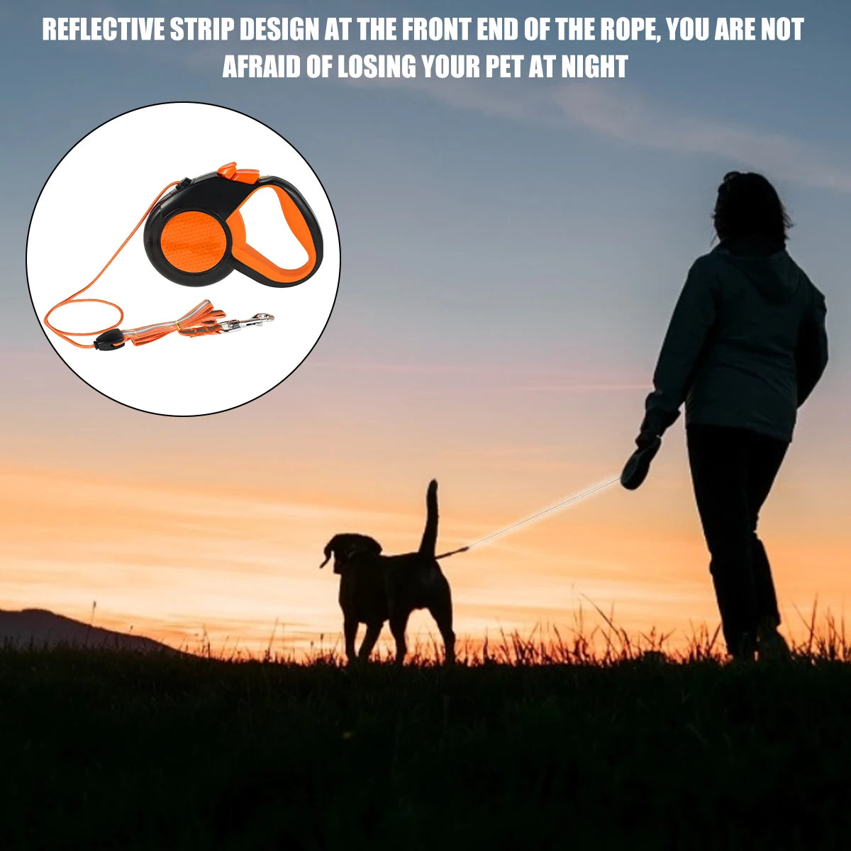 Heavy-Duty 8M Retractable Dog Leash with Reflective Tape & Non-Slip Grip for All Dog Sizes