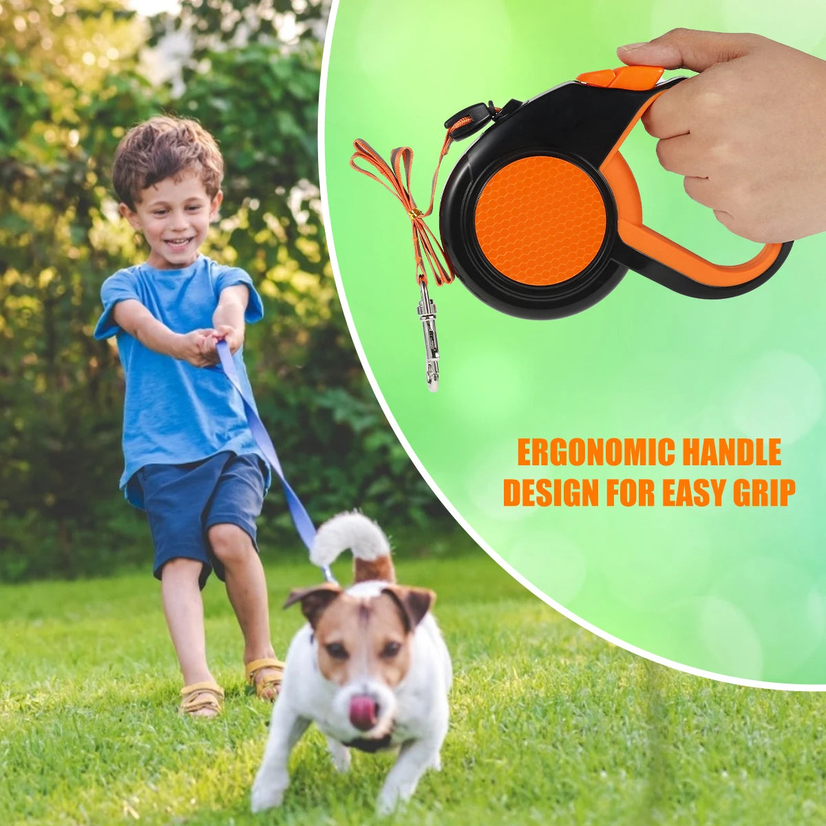 Heavy-Duty 8M Retractable Dog Leash with Reflective Tape & Non-Slip Grip for All Dog Sizes