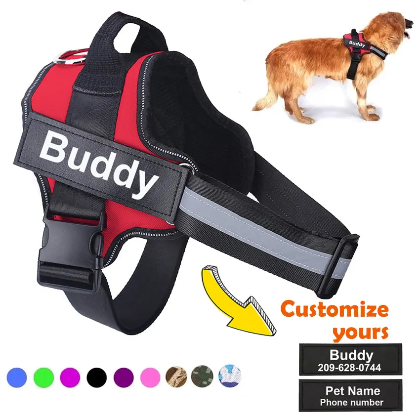 Personalized No-Pull Reflective Dog Harness - Breathable & Comfortable for All Sizes!