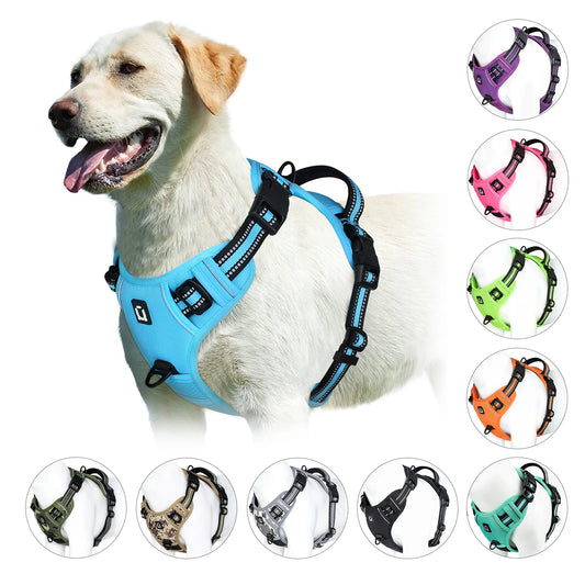 No Pull Dog Harness - Adjustable Soft Padded Pet Vest with Easy Control Handle