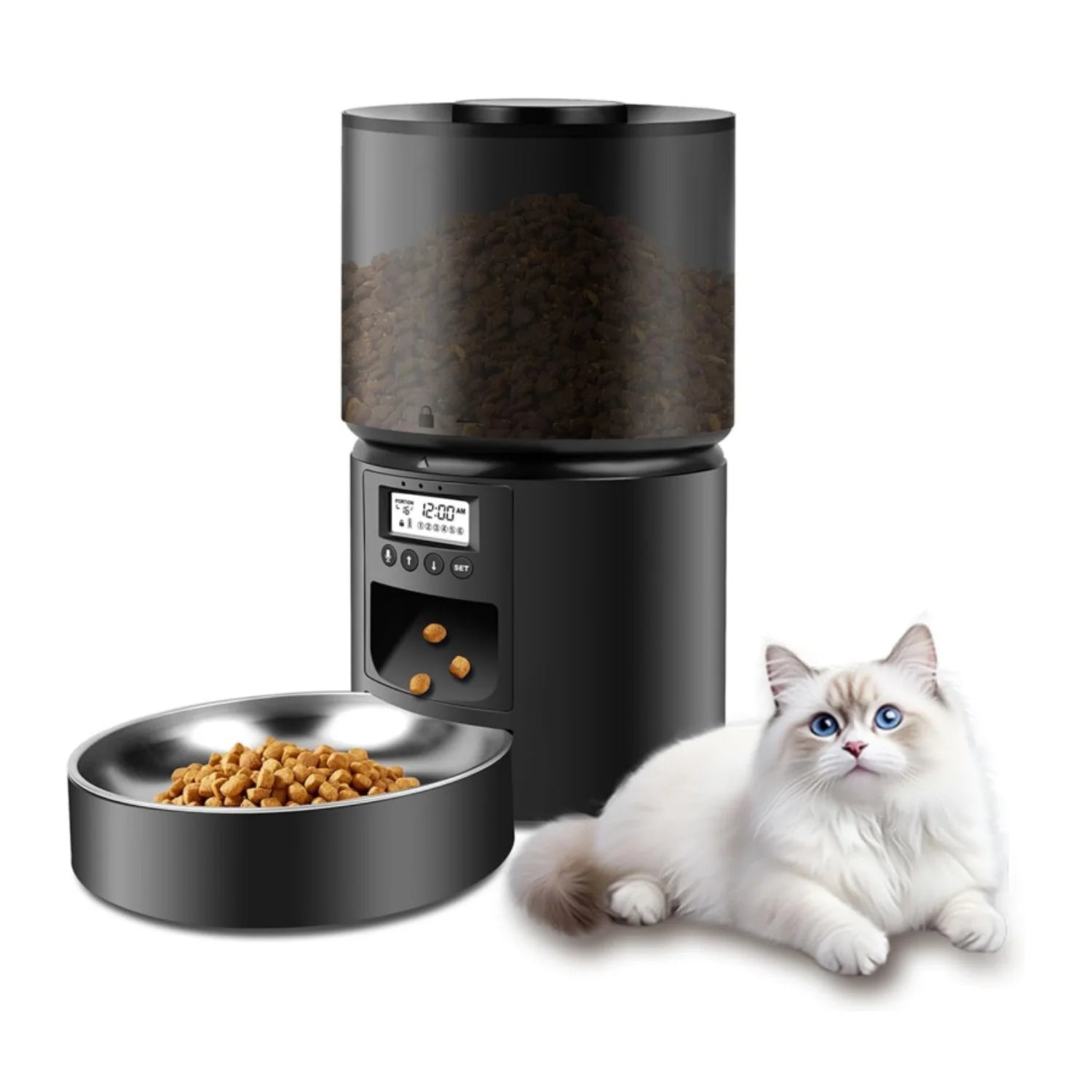 Automatic Cat Feeder – 3L Timed Food Dispenser with Portion Control & Voice Recording