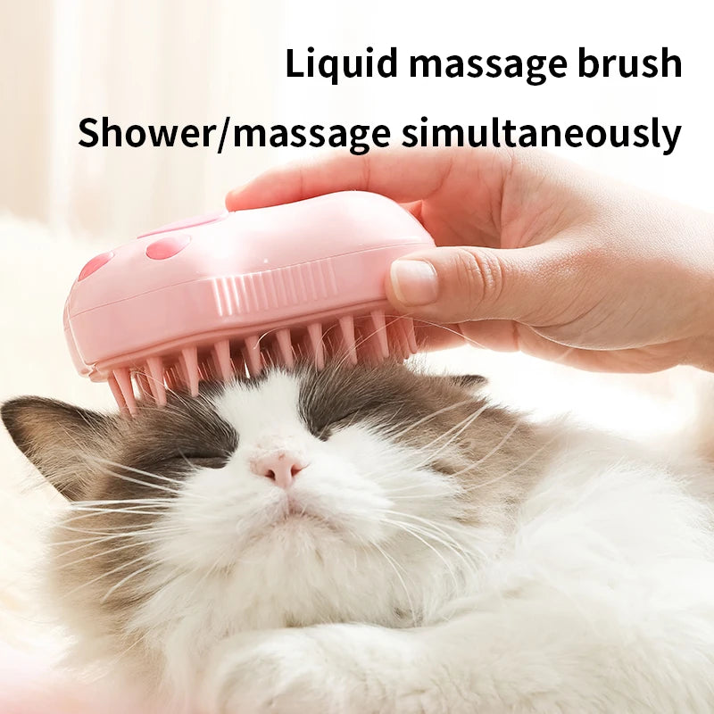 3-in-1 Electric Pet Grooming Brush with Steam and Massage