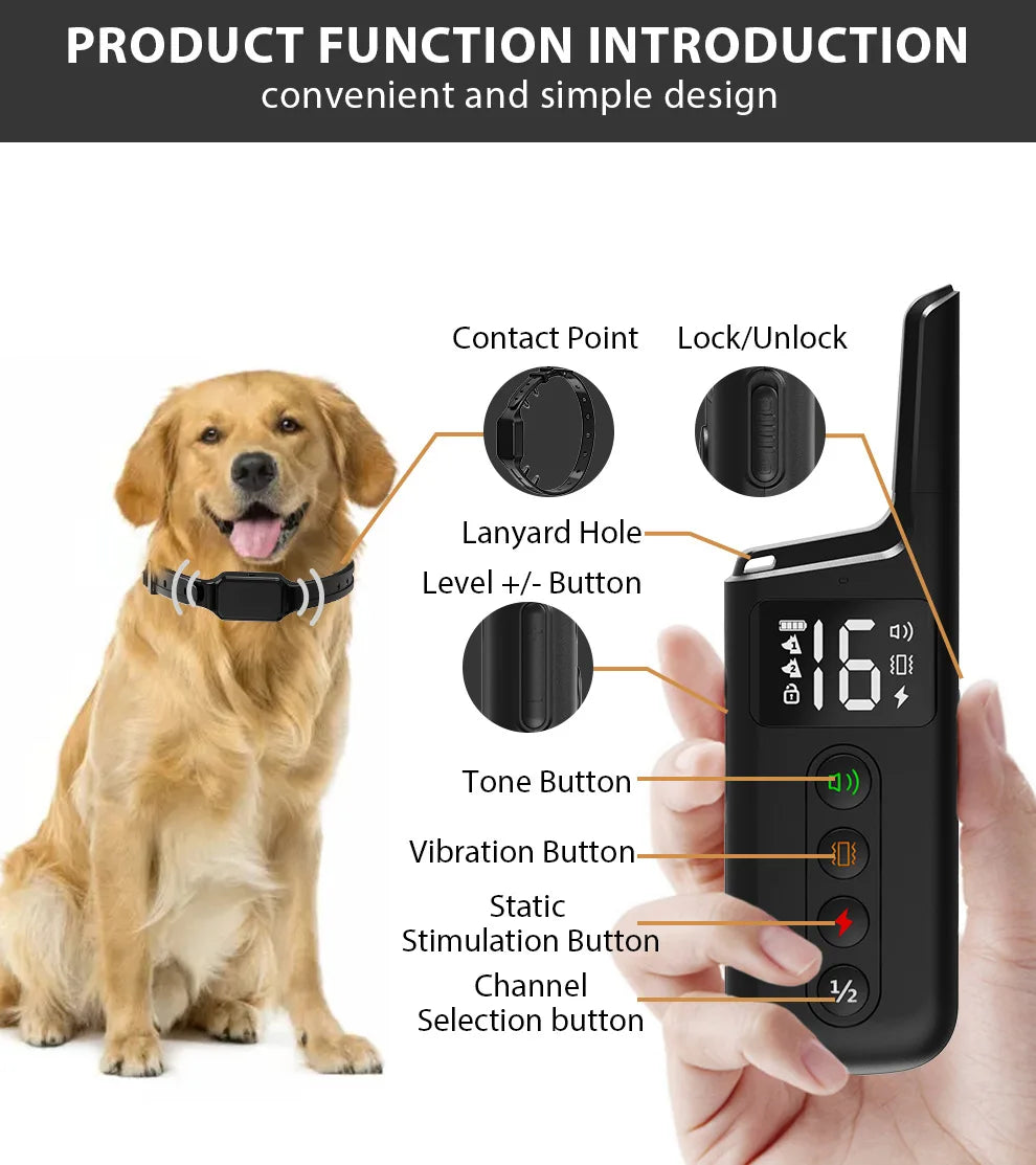 Ultimate Dog Training Collar – 1000ft Range, Beep/Vibration/Shock Modes, Anti-Bark Solution