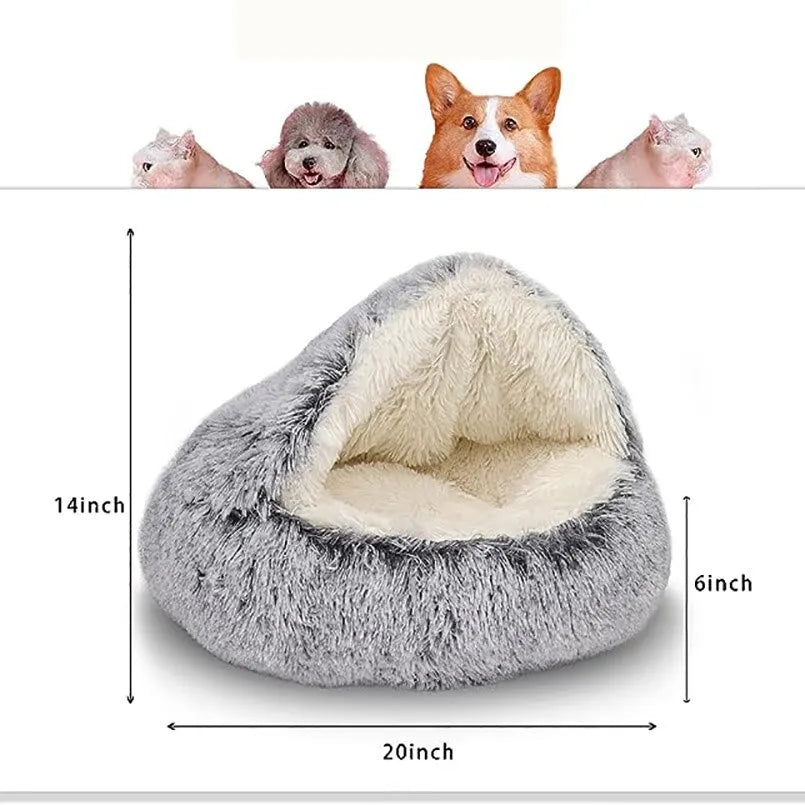 Cosy 2-in-1 Cat Bed: Soft Round Pet Mattress and Sleeping Bag