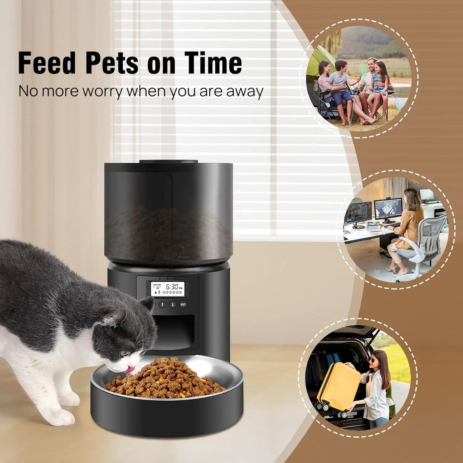 Automatic Cat Feeder – 3L Timed Food Dispenser with Portion Control & Voice Recording