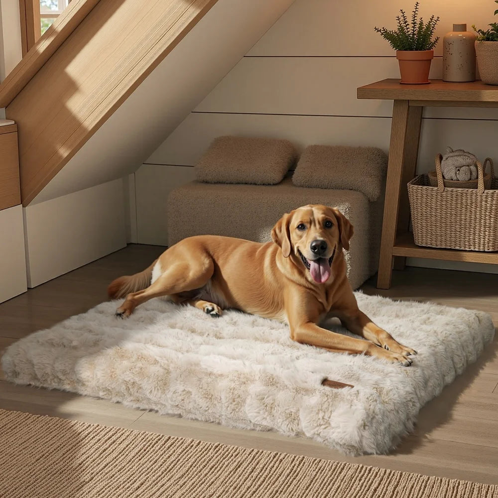 Ultra Plush Dog Bed – Soft Washable Pet Cushion & Crate Mattress for Puppies and Large Dogs