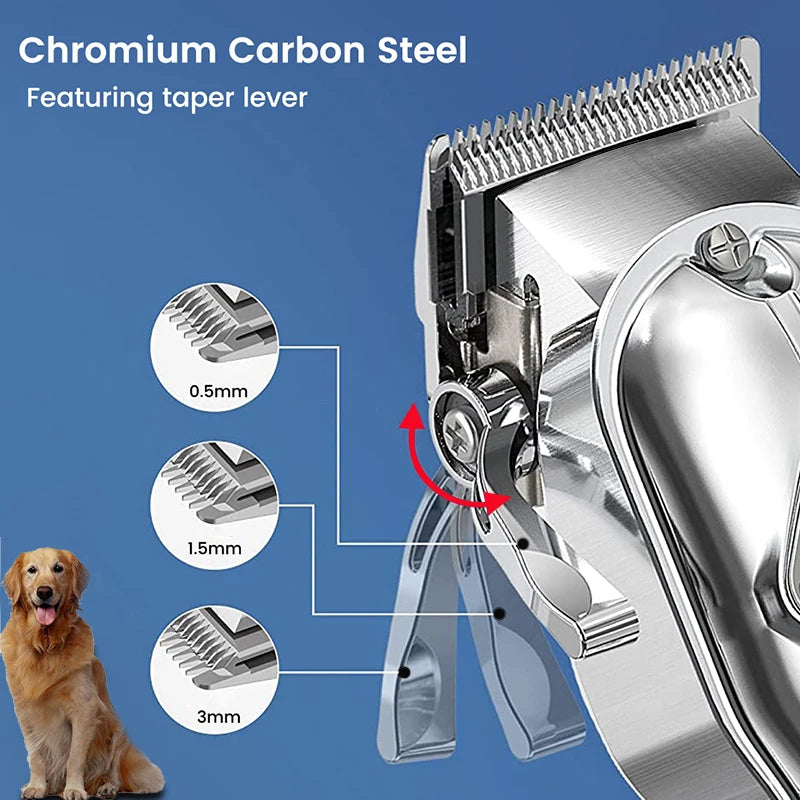 All-Metal Professional Rechargeable Pet Trimmer | Pro Dog & Cat Grooming Clipper for Precision Haircuts