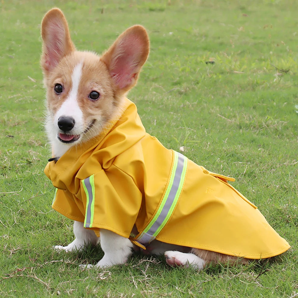 Waterproof Hooded Dog Raincoat - Corgi Cloak Style, Reflective & Windproof Pet Jacket