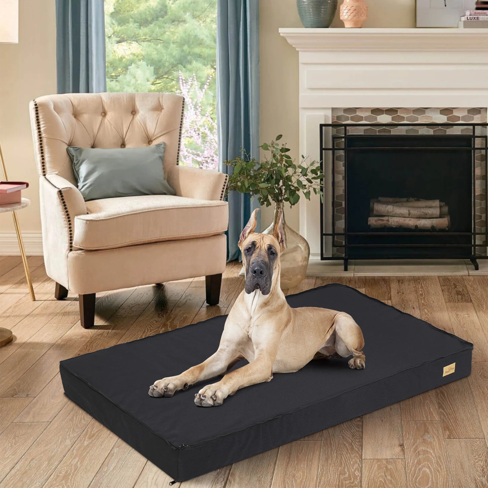 Orthopedic Memory Foam Dog Bed with Washable Waterproof Cover – Jumbo Crate Mattress Cushion for Medium, Large & XL Pets