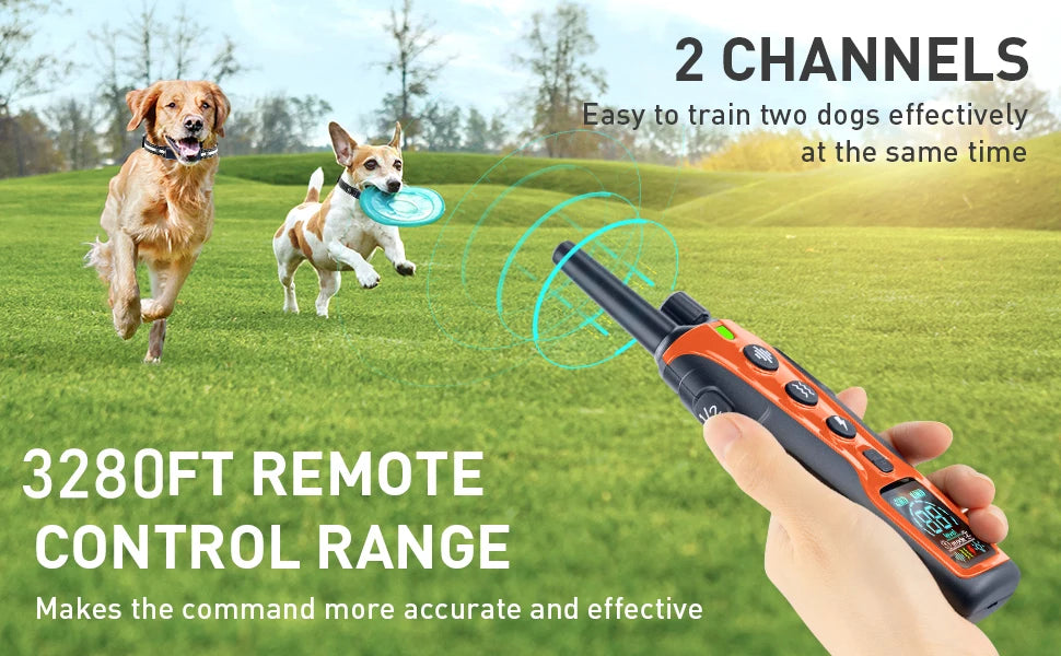 Smart Dog Training Collar with Remote – Long Range, Anti-Bark, Beep, Vibration, Shock & Light Modes | Waterproof & Rechargeable!