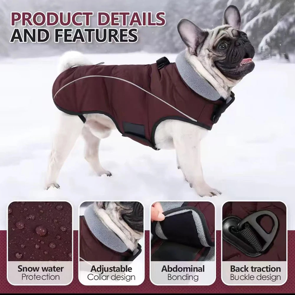 Waterproof Reflective Winter Dog Coat – Warm Insulated Outdoor Jacket for Medium & Large Breeds