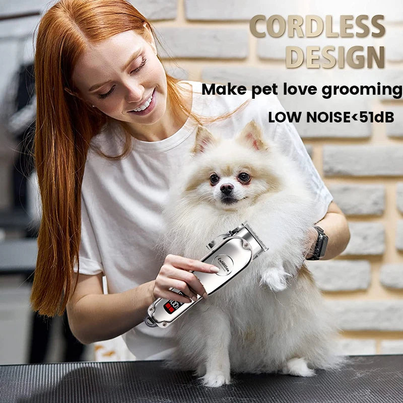 All-Metal Professional Rechargeable Pet Trimmer | Pro Dog & Cat Grooming Clipper for Precision Haircuts