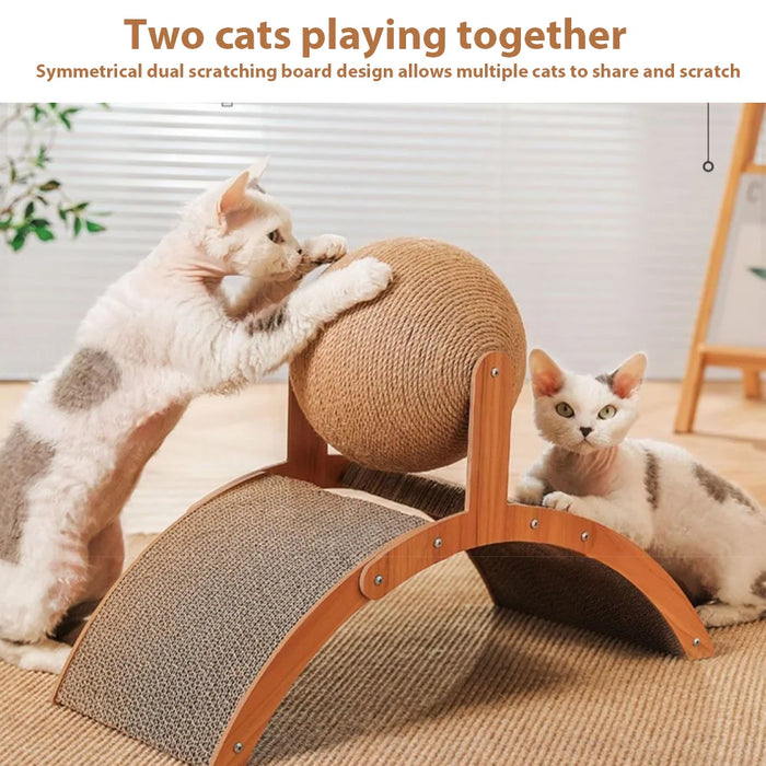 2-in-1 Cat Scratching Ball & Post – Sisal Scratch Board Paw Grinding Toy, Wear-Resistant Cat Scratcher
