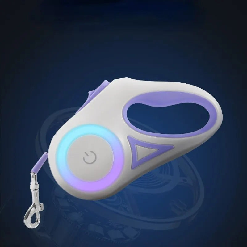 LED Flashlight Retractable Pet Leash: Illuminated Night Walking with Non-Slip Handle