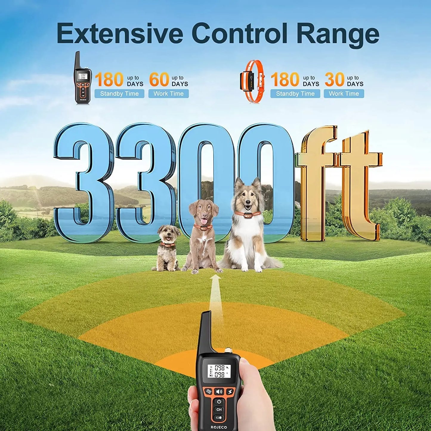 1000m Electric Dog Training Collar - Rechargeable Remote Control Bark & Behaviour Correction System