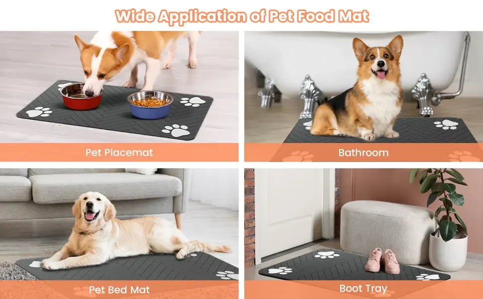 Absorbent Pet Feeding Mat S/M/L – Waterproof Placemat for Dogs & Cats, Quick-Dry Food & Water Bowl Mat with Non-Slip Rubber Backing