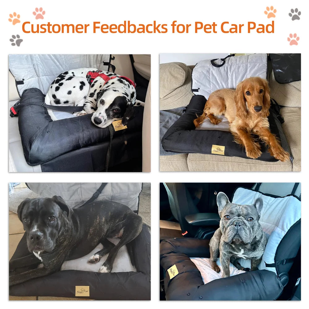Portable Dog Car Seat Bed – Waterproof Pet Booster Seat with Safety Belt & Travel Cushion