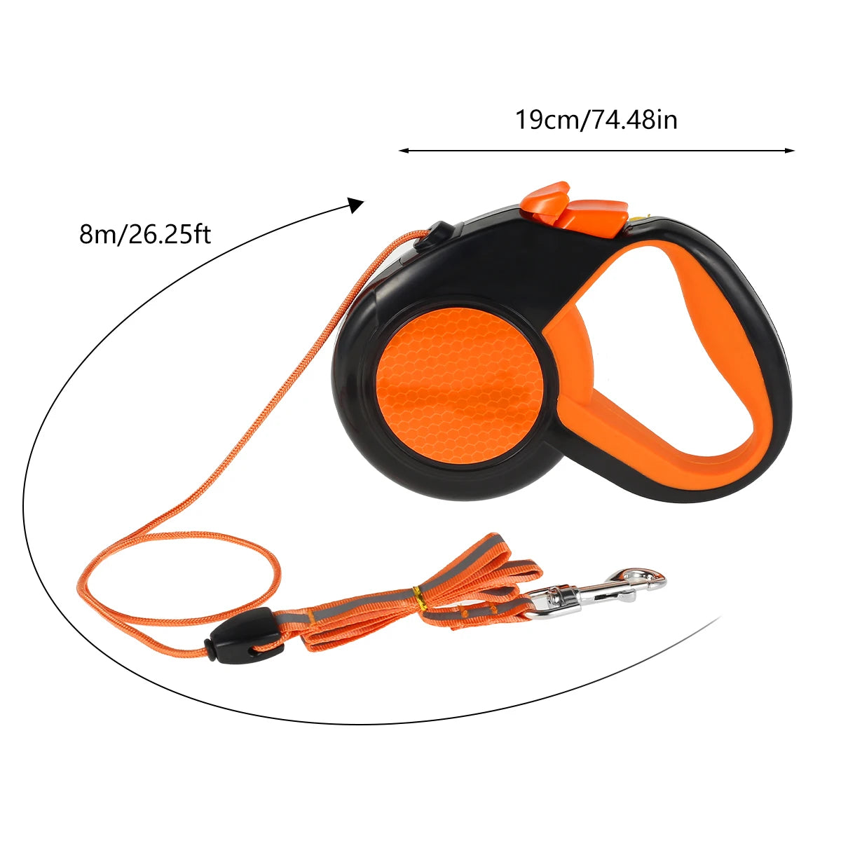 Heavy-Duty 8M Retractable Dog Leash with Reflective Tape & Non-Slip Grip for All Dog Sizes