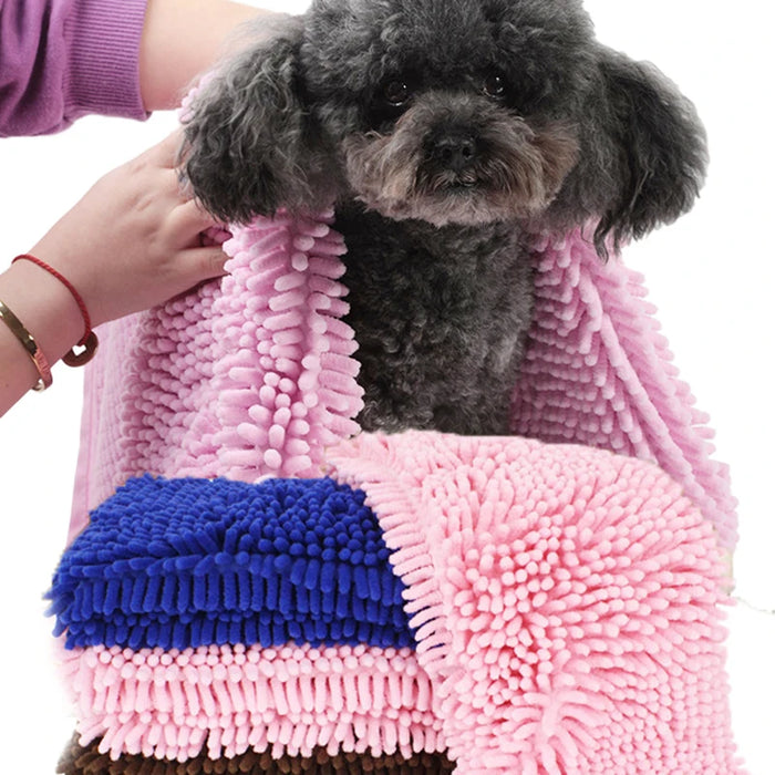 Super Absorbent Pet Bath Towel – Soft Quick-Dry Chenille Towel for Dogs & Cats