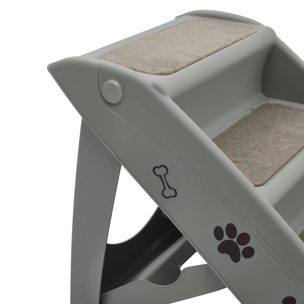 Foldable 4-Step Pet Stairs – Non-Slip Indoor Climbing Ladder for Cats & Dogs, Grey (38cm x 61cm x 47.5cm)