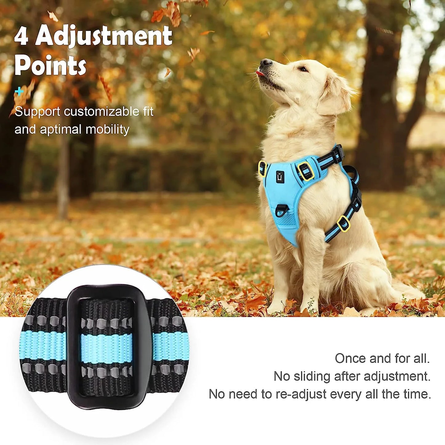 No Pull Dog Harness - Adjustable Soft Padded Pet Vest with Easy Control Handle