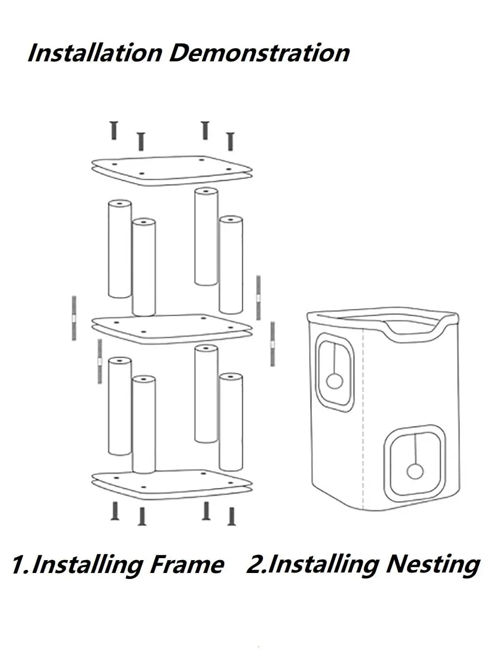 2-Layer Cat House – Rectangular Indoor Cat Cave with Hanging Toy, Cozy Double-Layer Bed for Cats