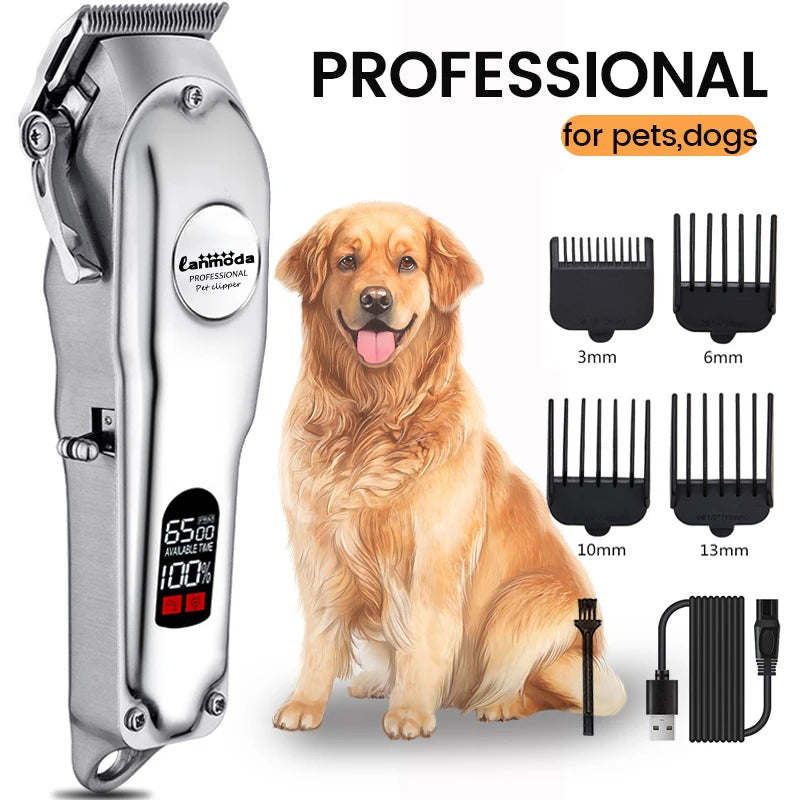 All-Metal Professional Rechargeable Pet Trimmer | Pro Dog & Cat Grooming Clipper for Precision Haircuts