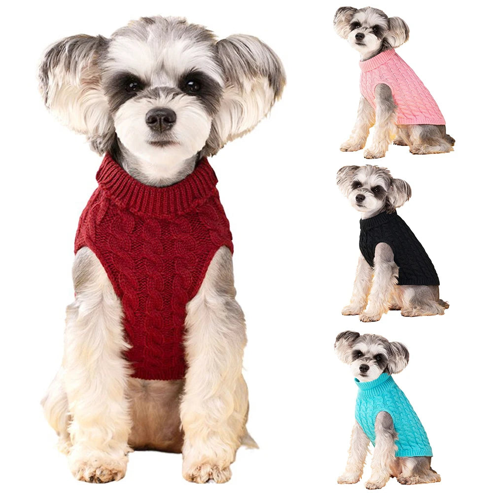 Warm Turtleneck Dog Sweater for Small Dogs – Autumn & Winter Puppy Clothes for Chihuahua, Pug, Schnauzer & More