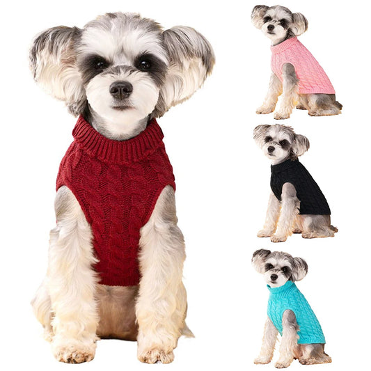 Warm Turtleneck Dog Sweater for Small Dogs – Autumn & Winter Puppy Clothes for Chihuahua, Pug, Schnauzer & More