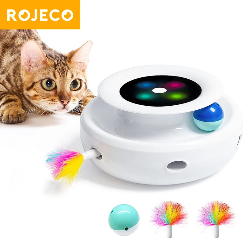 2-in-1 Smart Cat Toy Set: Automatic Feather Fun Ball with 5 Interactive Modes