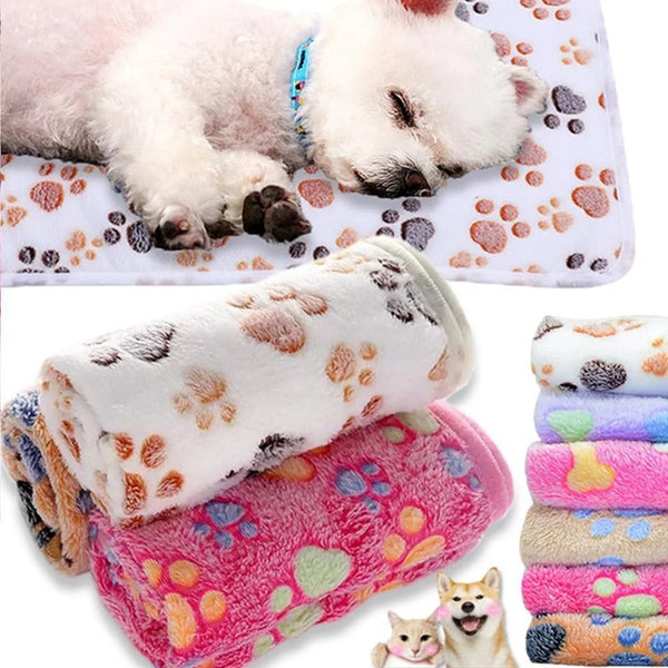 Soft Fluffy Pet Blanket with Cute Cartoon Design