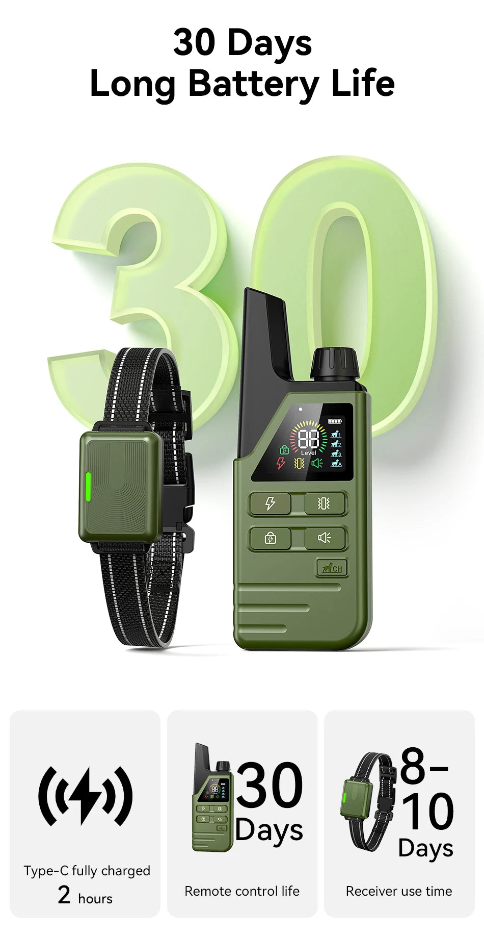 Rechargeable Dog Training Collar – Waterproof Shock, Vibration & Beep Modes with Remote