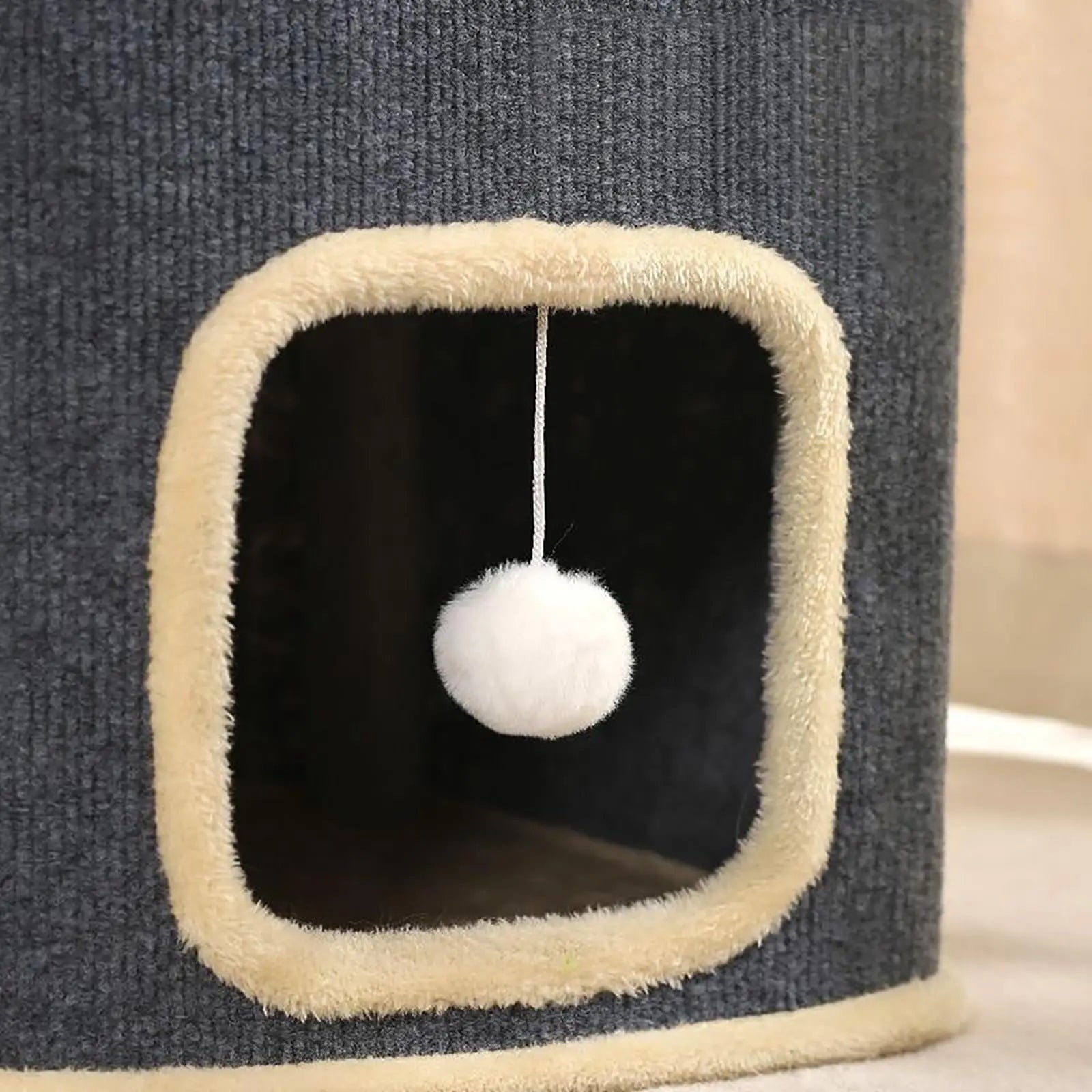 2-Layer Cat House – Rectangular Indoor Cat Cave with Hanging Toy, Cozy Double-Layer Bed for Cats