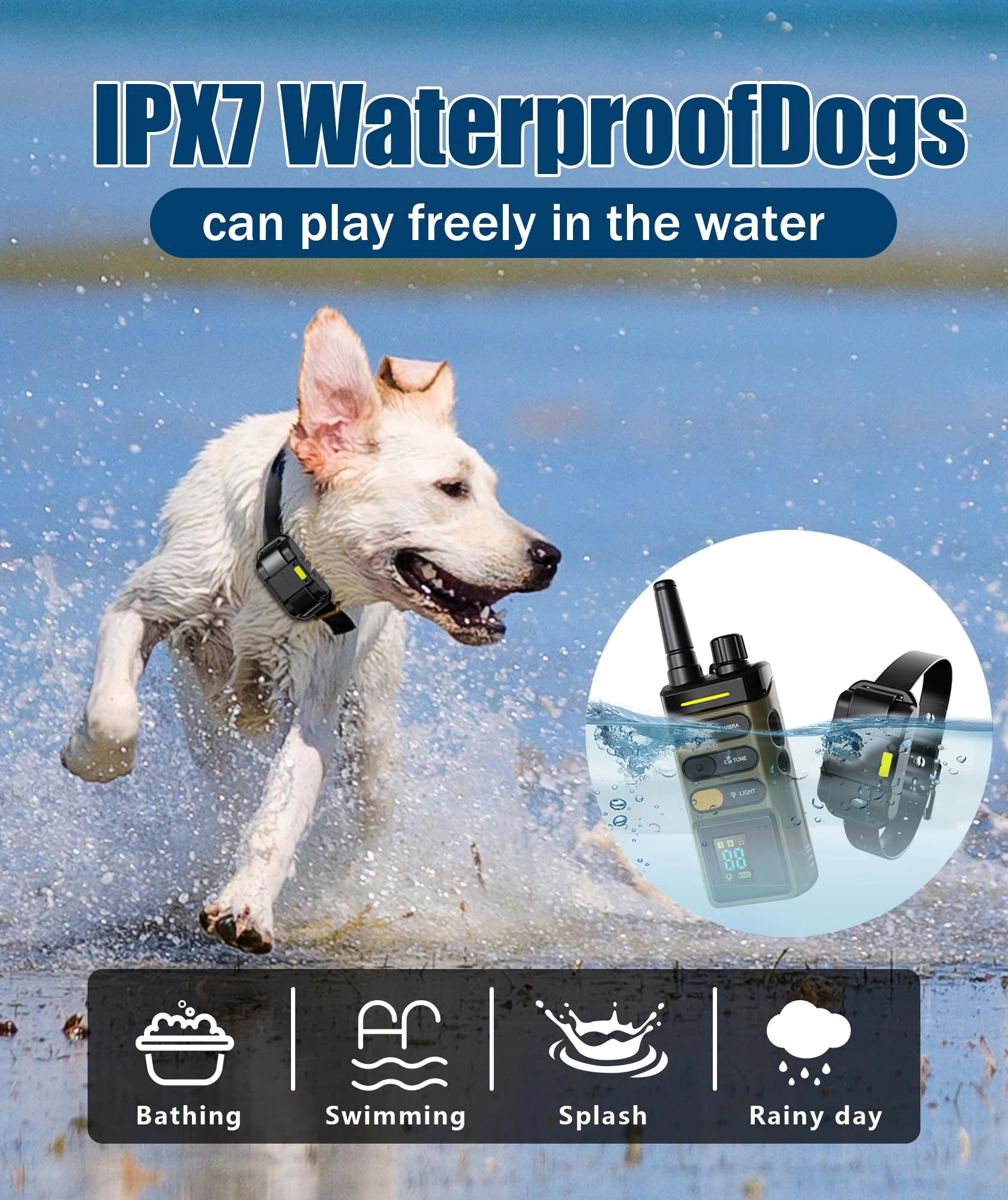 Waterproof Dog Training Collar – 5200FT Remote Electric Collar with 4 Adjustable Training Mode